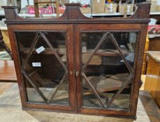Late 19th/early 20th century mahogany wall-hanging display cabinet with astragal glazed doors and