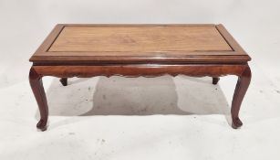 Oriental stained hardwood coffee table of rectangular form, raised on cabriole legs, 41cm high x