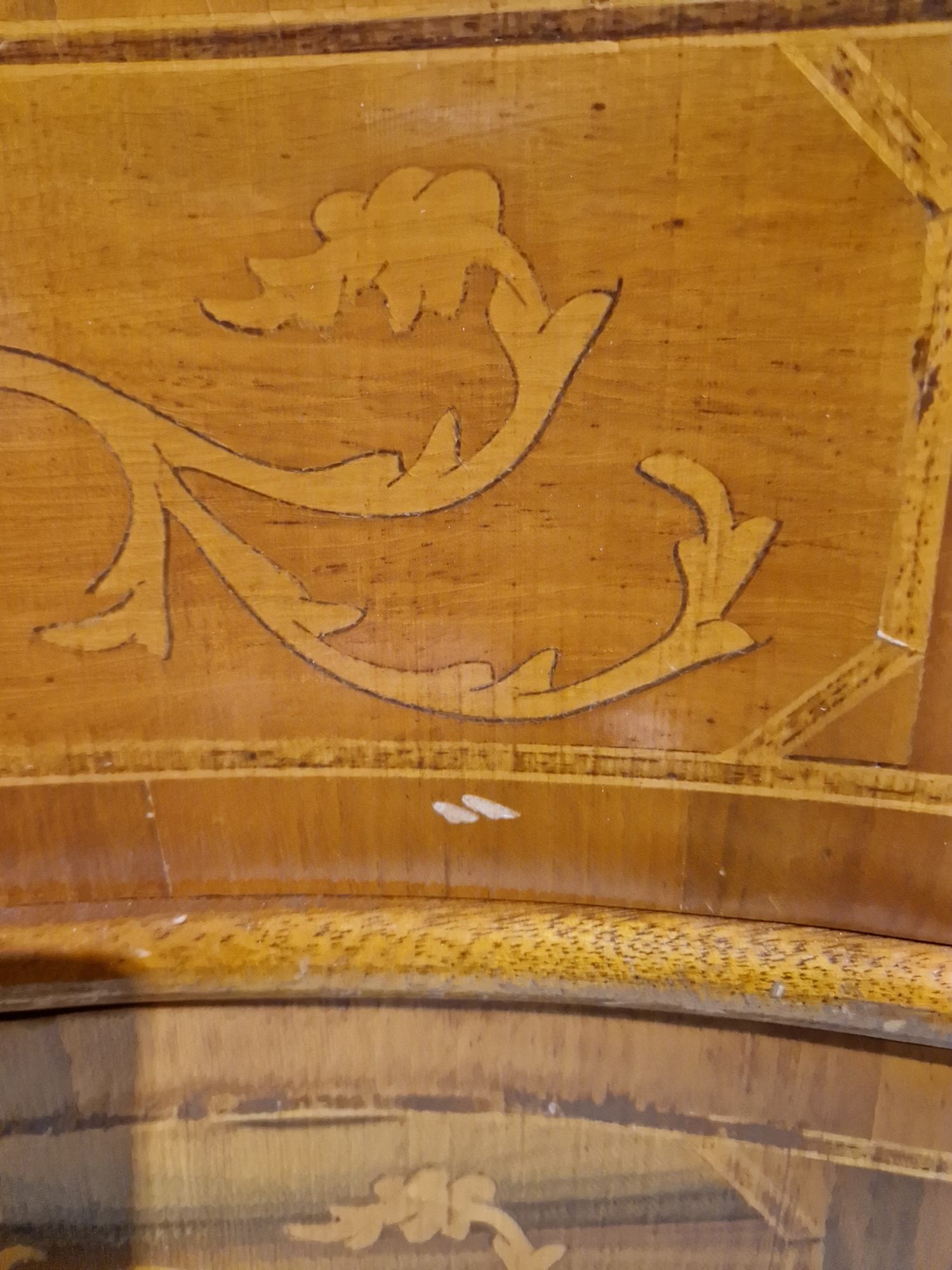 Reproduction marquetry inlaid bureau, the fall-front enclosing two fitted drawers and pigeonholes - Image 19 of 34