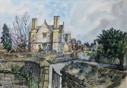 David  Birch (b.1945) Watercolour drawing 'Almhouses, Chipping Campden', signed and titled lower