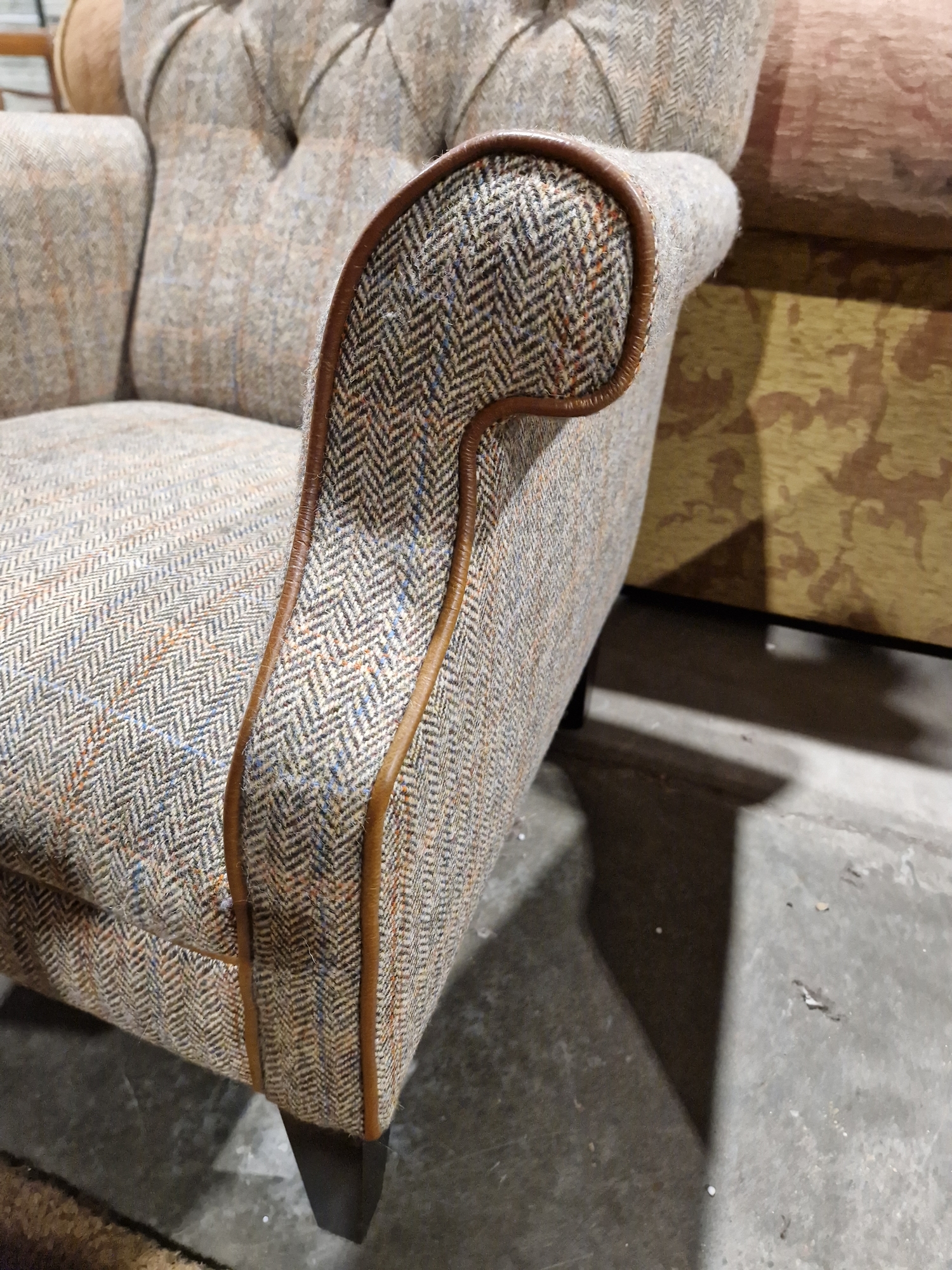 Pair of modern John Lewis buttonback upholstered armchairs, each upholstered in herringbone- - Image 19 of 23