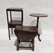 19th century oak and mahogany wine table of circular form, on ogee tripod legs, 68cm high, a
