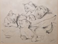 After P Martins Print Study of cats, limited edition numbered 133/650, signed in pencil lower right,