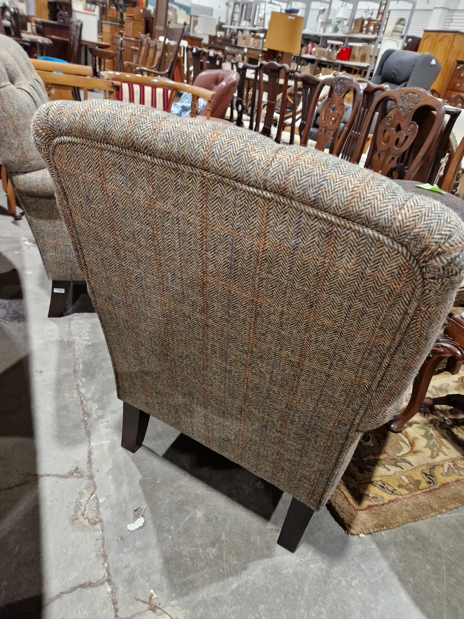 Pair of modern John Lewis buttonback upholstered armchairs, each upholstered in herringbone- - Image 22 of 23