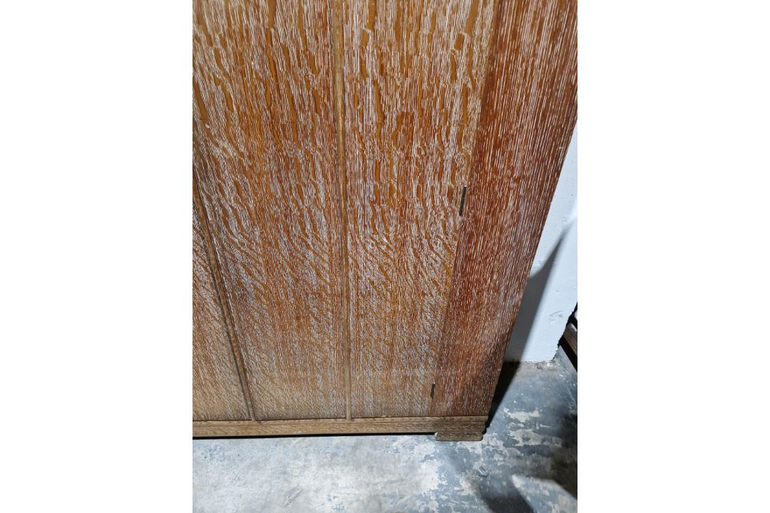Early to mid-20th century Maple and Co limed oak two-door wardrobe of Art Deco-style, 186cm high x - Image 5 of 18