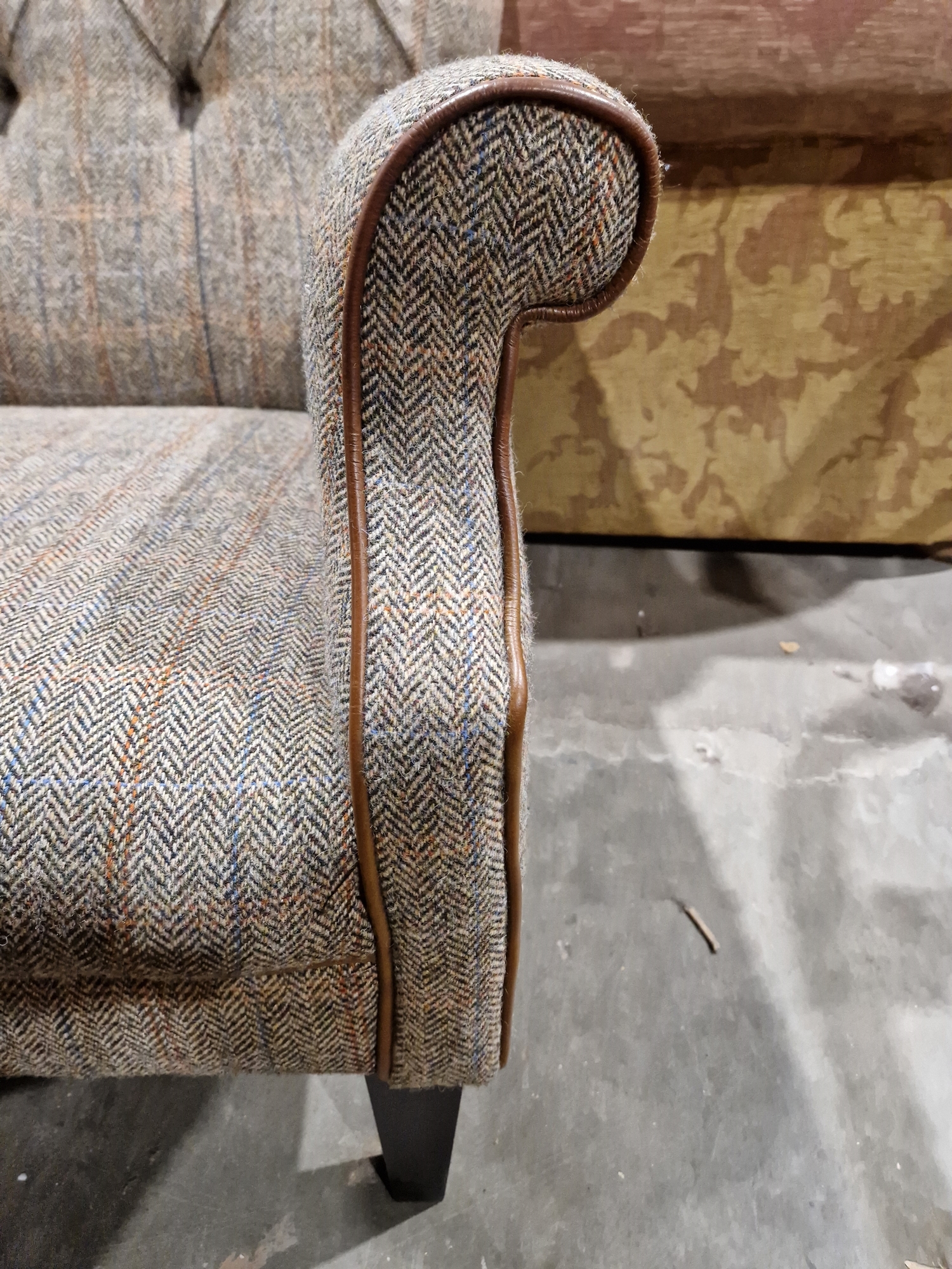 Pair of modern John Lewis buttonback upholstered armchairs, each upholstered in herringbone- - Image 11 of 23