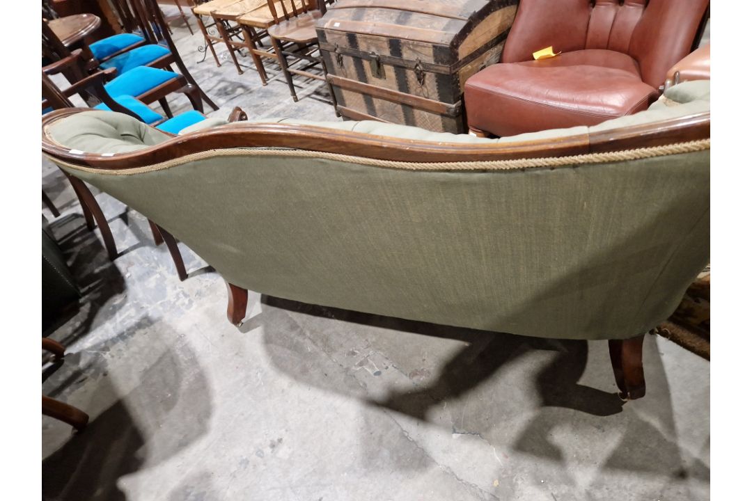 Victorian mahogany-framed parlour sofa, with scroll button back and foliate carved frame, - Image 21 of 29