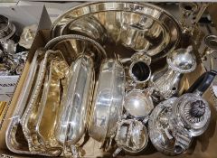 Collection of silver-plate including a Walker & Hall gadrooned and engraved coffee pot and cover,