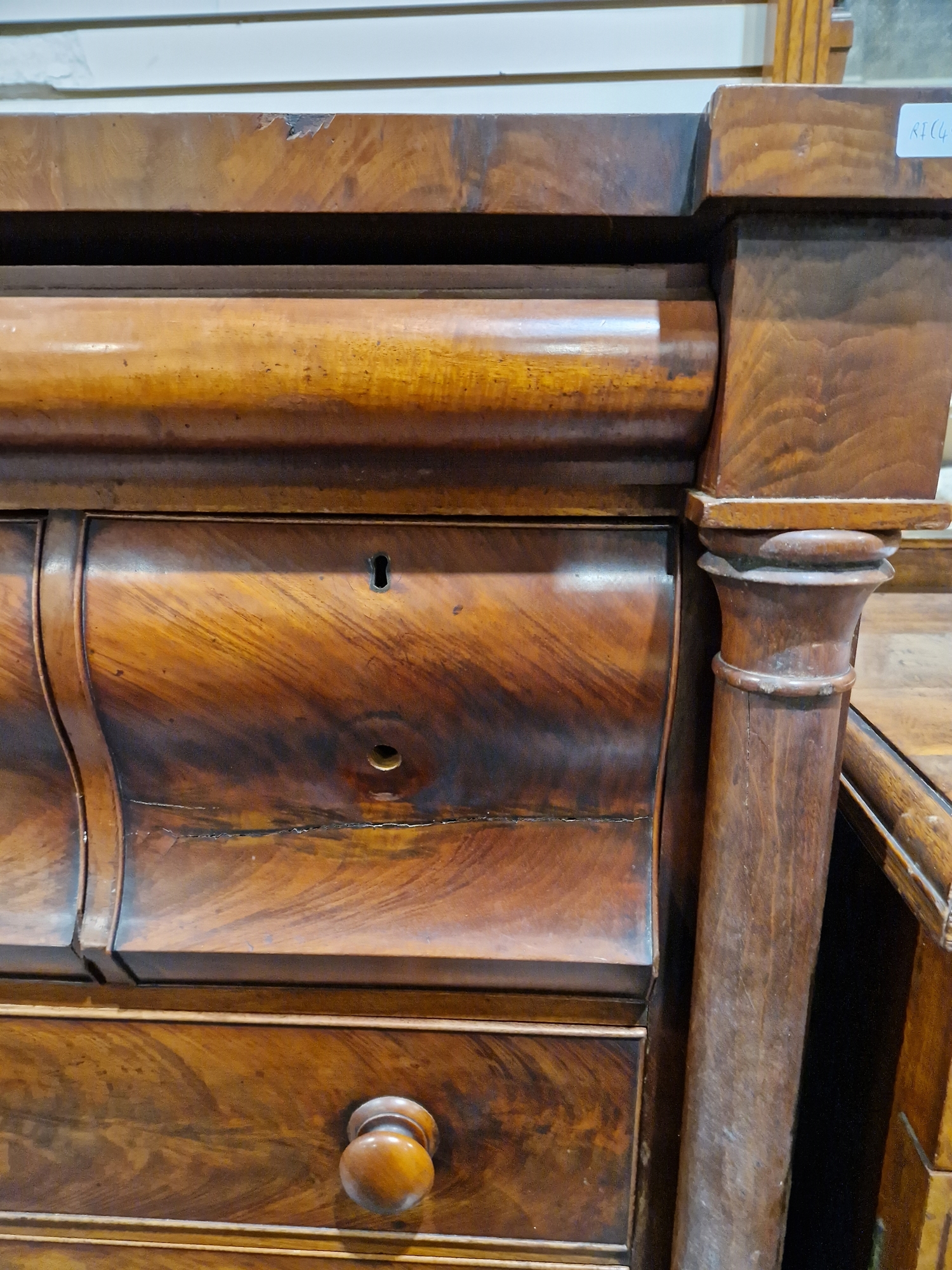 Victorian mahogany chest of drawers having a concealed frieze drawer, over three short and  three - Image 40 of 61