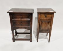 Early 20th century oak pot cupboard with single drawer to the top raised over single door