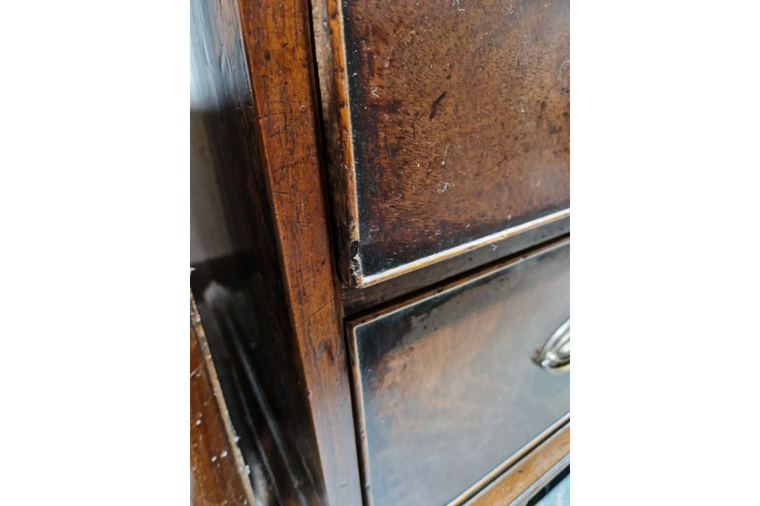 19th century mahogany chest of two short over three long drawers, each with brass handles, raised on - Image 13 of 23