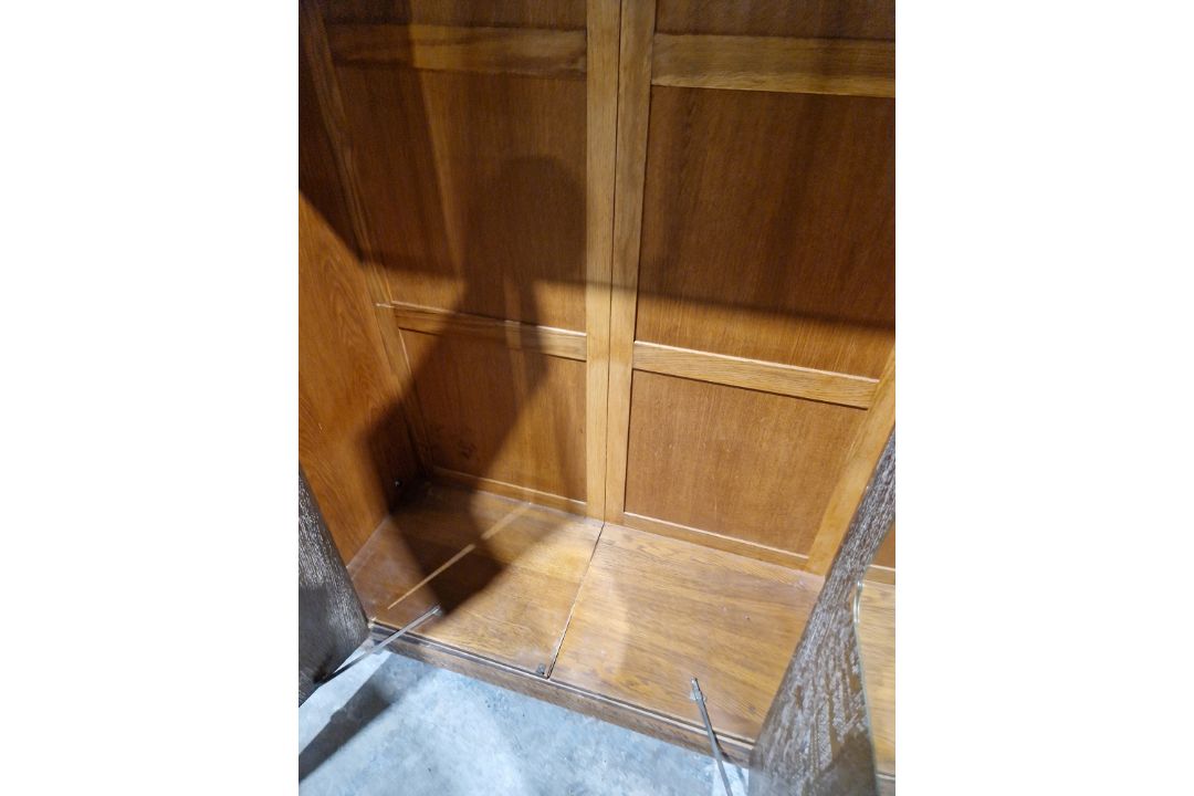 Early to mid-20th century Maple and Co limed oak two-door wardrobe of Art Deco-style, 186cm high x - Image 12 of 18