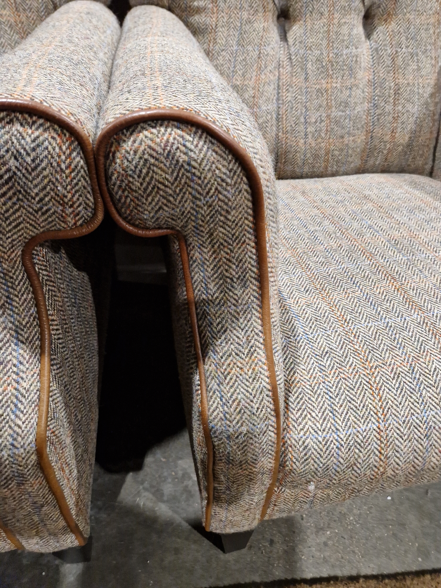 Pair of modern John Lewis buttonback upholstered armchairs, each upholstered in herringbone- - Image 12 of 23