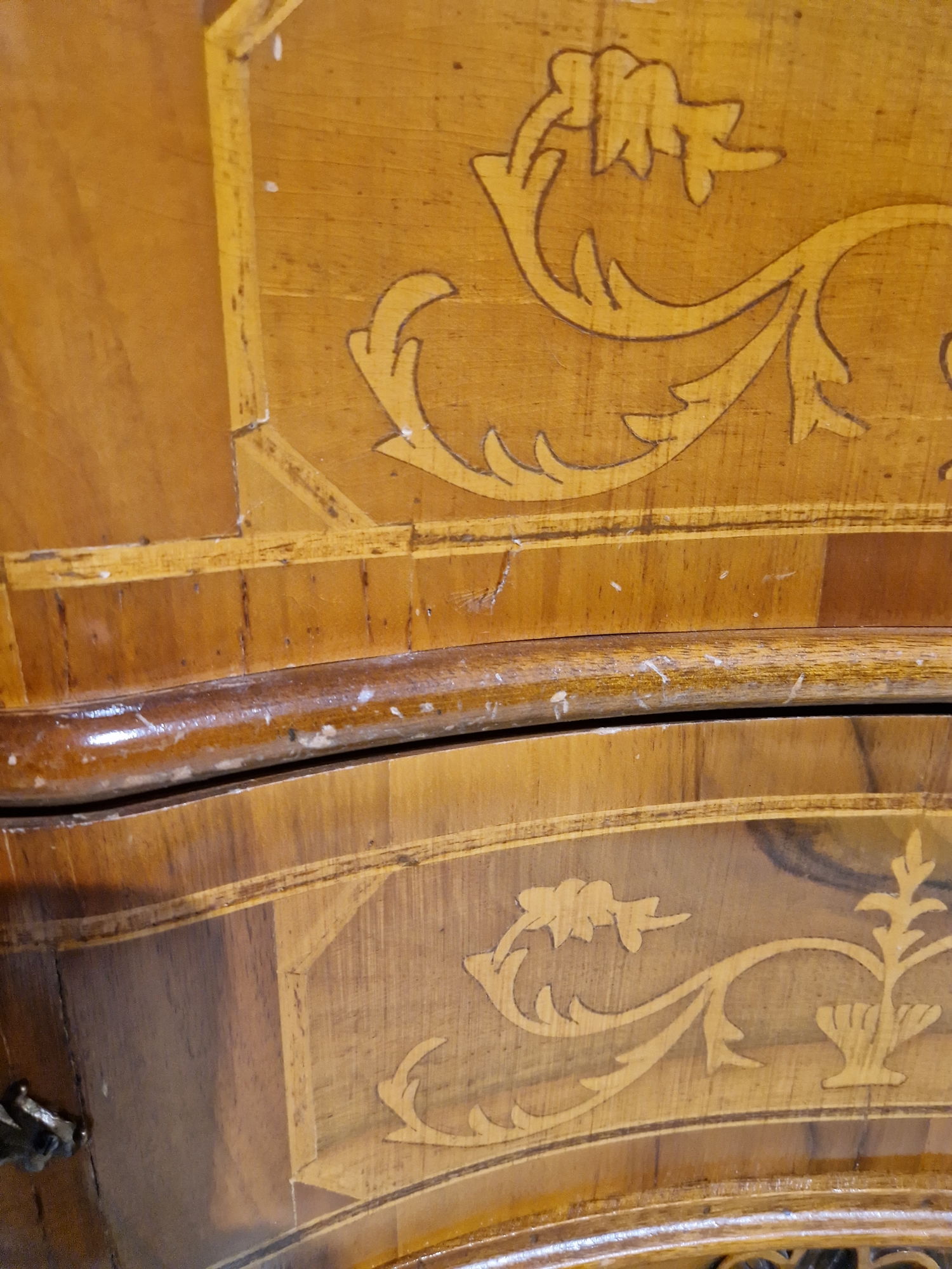 Reproduction marquetry inlaid bureau, the fall-front enclosing two fitted drawers and pigeonholes - Image 22 of 34