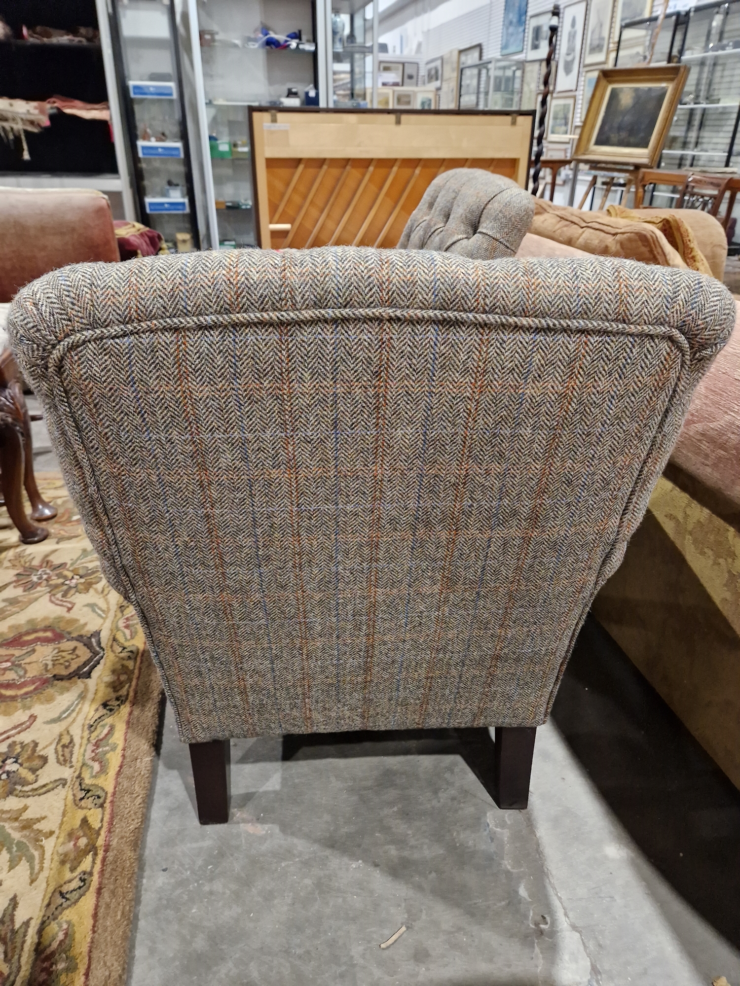 Pair of modern John Lewis buttonback upholstered armchairs, each upholstered in herringbone- - Image 9 of 23