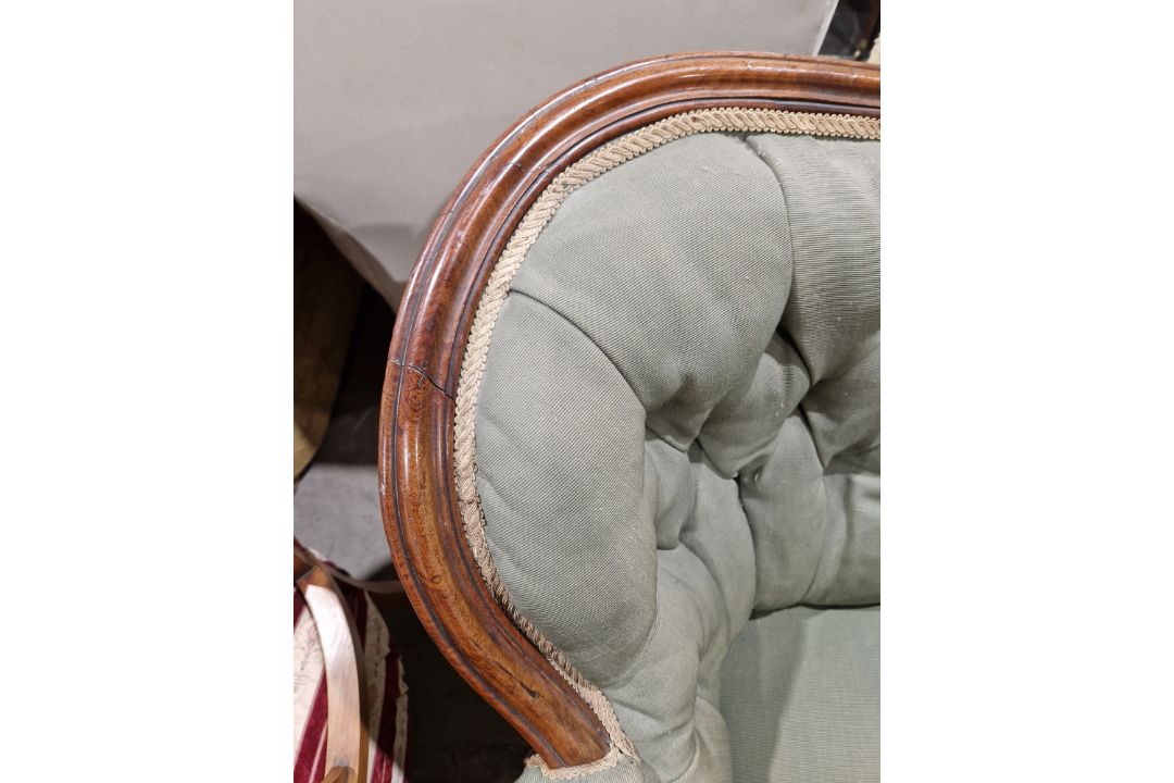 Victorian mahogany-framed parlour sofa, with scroll button back and foliate carved frame, - Image 2 of 29