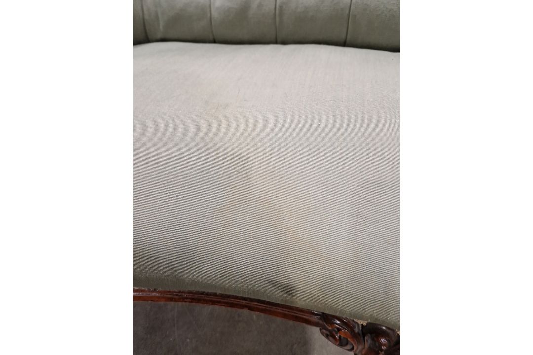 Victorian mahogany-framed parlour sofa, with scroll button back and foliate carved frame, - Image 18 of 29