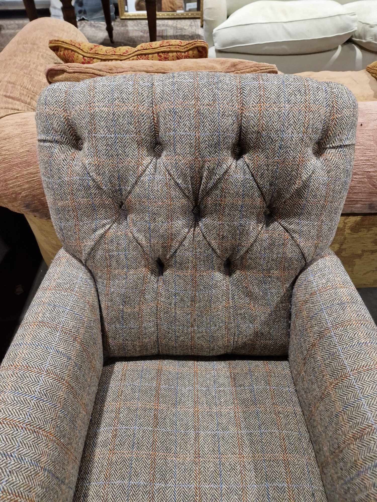 Pair of modern John Lewis buttonback upholstered armchairs, each upholstered in herringbone- - Image 13 of 23