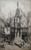 After Hedley Hilton Drypoint etching The High Cross, Winchester, signed in pencil lower left, framed