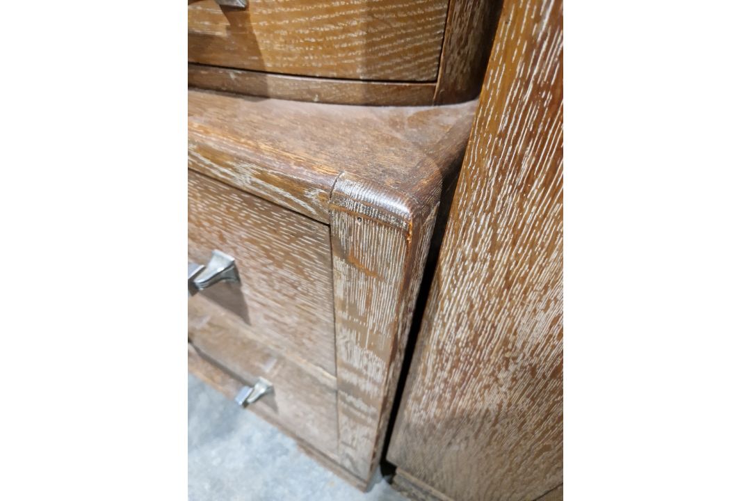 Early to mid-20th century Maple and Co limed oak two-door wardrobe of Art Deco-style, 186cm high x - Image 15 of 18