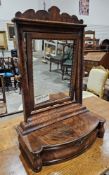 19th century mahogany dressing table swing mirror with moulded frieze and single drawer to the