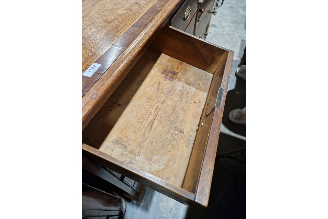 19th century mahogany chest of two short over three long drawers, each with brass handles, raised on - Image 15 of 23