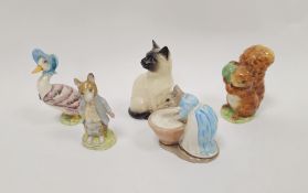 Group of Beswick Beatrice Potter figures, 20th century with printed brown marks, comprising Jemima
