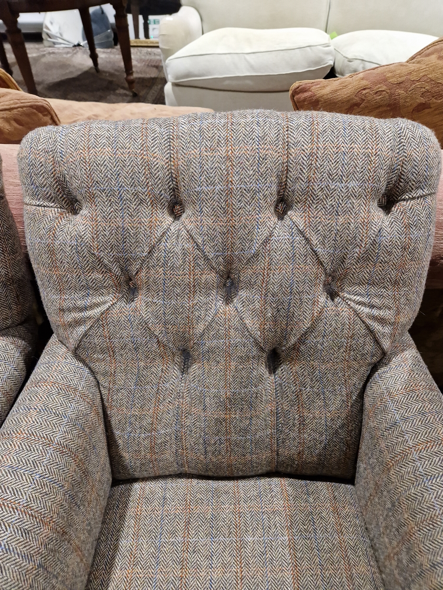 Pair of modern John Lewis buttonback upholstered armchairs, each upholstered in herringbone- - Image 2 of 23