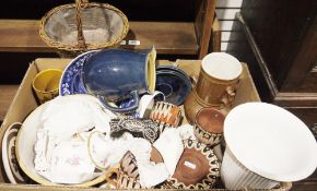 Small collection of Spode Billingsley Rose spray to include a pair of candlesticks, a dish and a