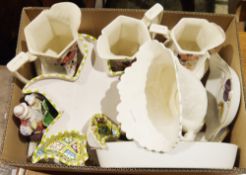 Chinoiserie small box, a Colclough part tea service bearing ivy pattern, several carved African