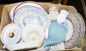 Pair of Furnivals Limited 'Denmark' pattern lidded tureens, a Royal Doulton 'Larchmont' part