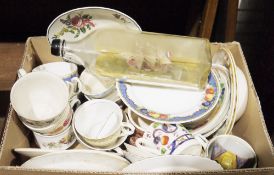 Quantity of ceramics and other items to include a ship in bottle model of the Friendship Celita, a