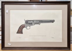 Framed print of a navy revolver and a batik