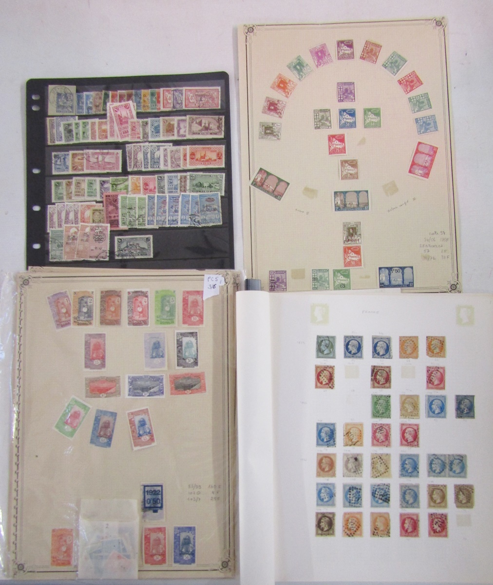 French colonial stamps: Three binders, envelopes, sleeves, and 20+ stock-cards of early to more - Image 4 of 6
