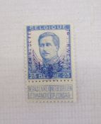Stamp of Belgium: uncertified mint 1915 issue railway parcel 25c ultramarine, with designers name,