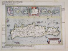 Gerard Mercator, hand coloured engraved map of Crete and Greek Islands, late 16th century or