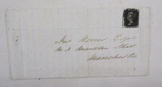 GB stamp: QV 1841 entire – a business letter from Derby to Manchester – with Penny Black ‘PK’,