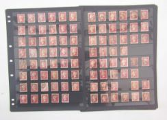 GB stamps: QV used 1d Red 1856-8 plate positional AA-TL collection on 5 Hagner stock-sheets,