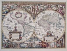 Two reproduction maps, comprising: Map of the World, possibly after Joannes Jansonius, Amsterdam,