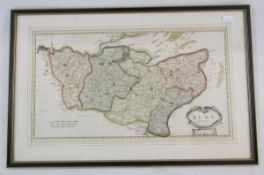 Robert Morden (1650-1703), hand coloured engraved map of Kent,  36cm x 64.5cm