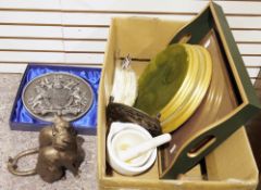 Foxford woven lambswool blanket, a Marcus Designs Silver Jubilee plaque, a Mason Cash pestle and