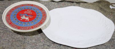 Emma Bridgwater Diamond Jubilee comport and a large House of Fraser white ceramic meat dish with