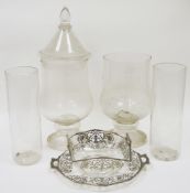 Hammersley Lady Patricia tea service, a Michelle Olsen blue glazed landscape scene clock, four