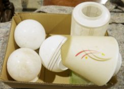 Collection of mostly early 20th century glass lampshades in varying colours and shapes (4 boxes)