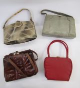 Quantity of mid 20th century and earlier crocodile, leather, fabric and other various bags (1 box)
