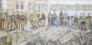 Jo Fox (British, b.1967)  Mixed media collage scene  