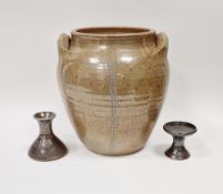 Toff Millway (b.1949) for Conderton Pottery, a large salt glazed stoneware jar, twin handles, with
