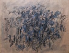 Richard Robins (1927-2009)  Charcoal and pastel  Study of flowers, black and white, signed lower