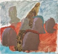 Dillwyn Smith (b.1958) Oil on board Friendly gathering 87, signed and label verso, framed, 23cm x