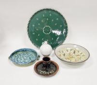 David Melville (b. 1949) A stoneware olive dish with tenmoku glaze, impress mark to base, a Marc